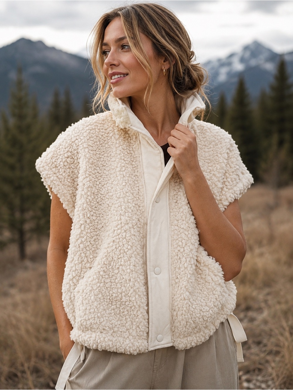 NWT Aaron & Amber Oversized Sherpa cozy Vest Sz S